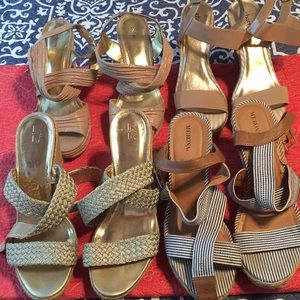 4 Pairs of Summer Wedges Size 10 Various Brands